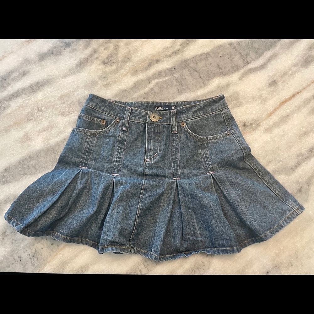Zara Girls Pleated Denim Jean Skirt 90s